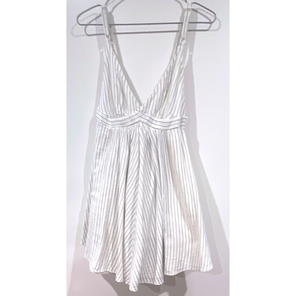 Rag & Bone Blue White Striped Cotton V-Neck Mini Dress Size 4 Made in USA